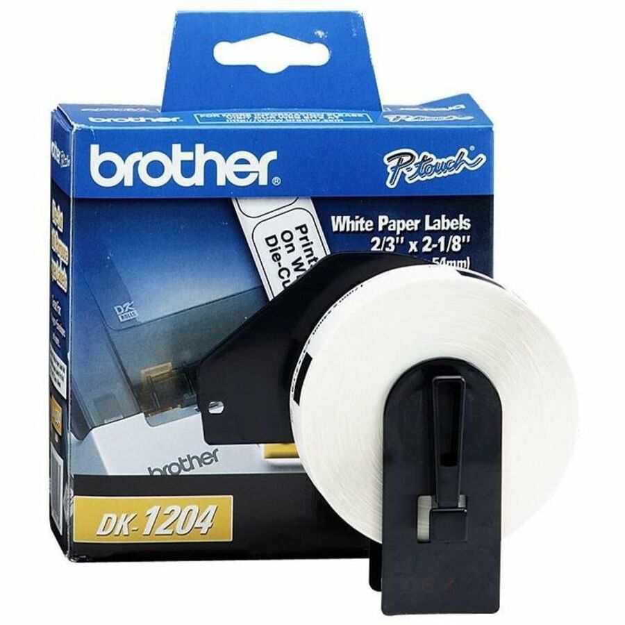 Brother QL Printer DK1204 Multipurpose Labels - 2 1/8" Width x 21/32" Length - Rectangle - Direct Thermal - White - Paper - 400 / Roll - 400 / Roll