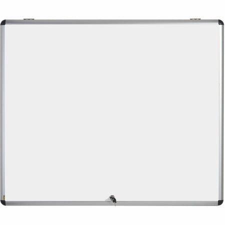 MasterVision SlimLine Enclore Hinged Magnetic Indoor Glazed Case - 42.99" Board Height x 35.55" Board Width - Black Lacquered Steel Surface - Lightweight, Magnetic - Aluminum Frame - 45" Height x 37.5" Width - 1 Each