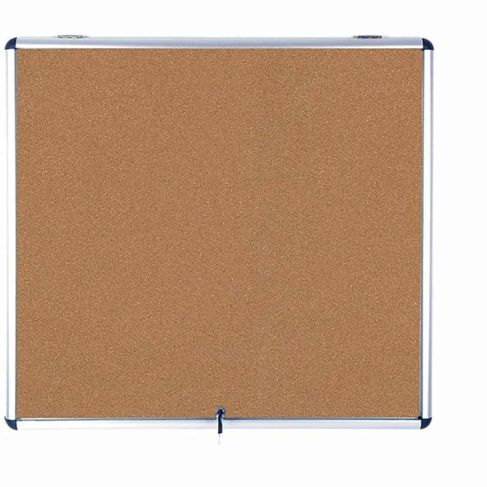 MasterVision SlimLine Enclore Top Hinged Cork Indoor Glaze Case - 35.55" Board Height x 42.99" Board Width - Cork Surface - Lock, Self-healing, Lightweight - Aluminum Frame - 37.5" Height x 45" Width x 1.4" Depth - 1 Each