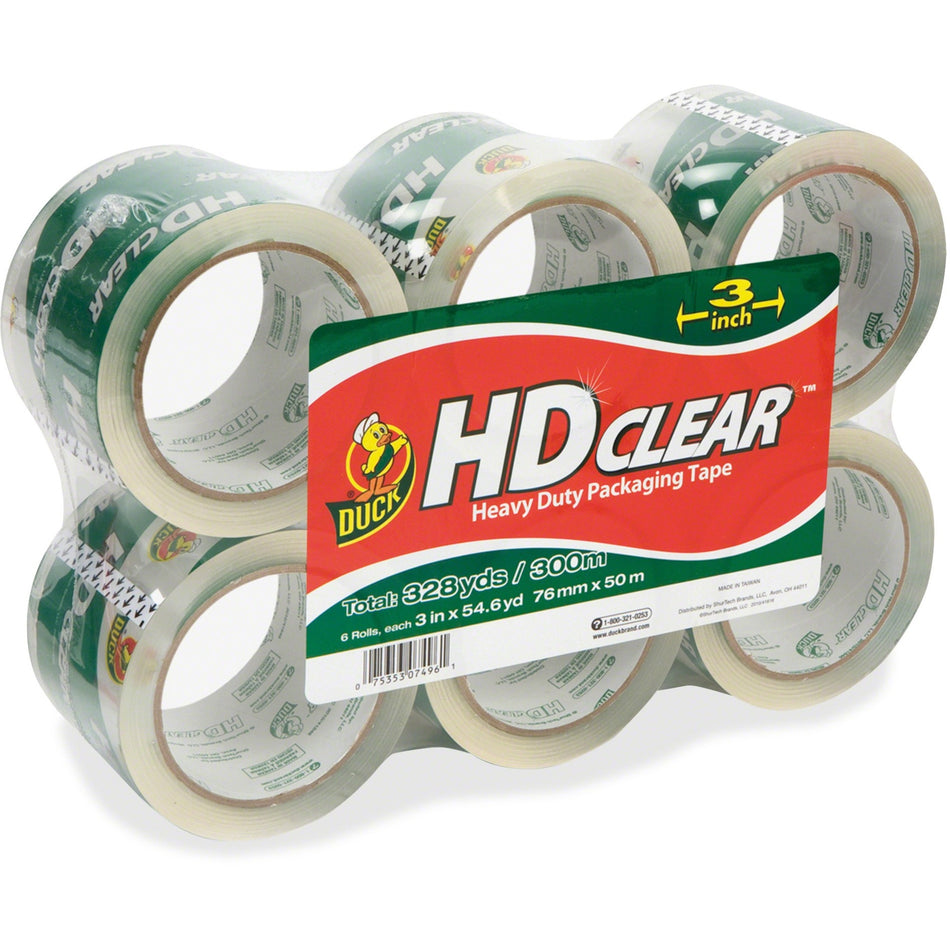 Shurtech HD Clear Packaging Tape - 54.60 yd Length x 3" Width x 2.6 mil Thickness - 3" Core - Crystal Clear - Acrylic Backing - UV Resistant, Yellowing Resistant, Temperature Resistant - For Packing, Shipping, Storing - 6 / Pack