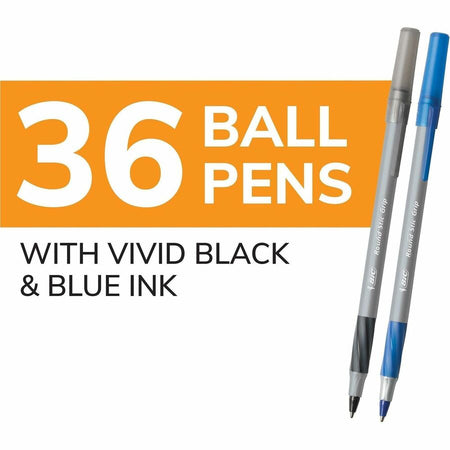BIC Round Stic Grip Xtra-Comfort Medium Ball Point Pen, Assorted - Alternate-Image6