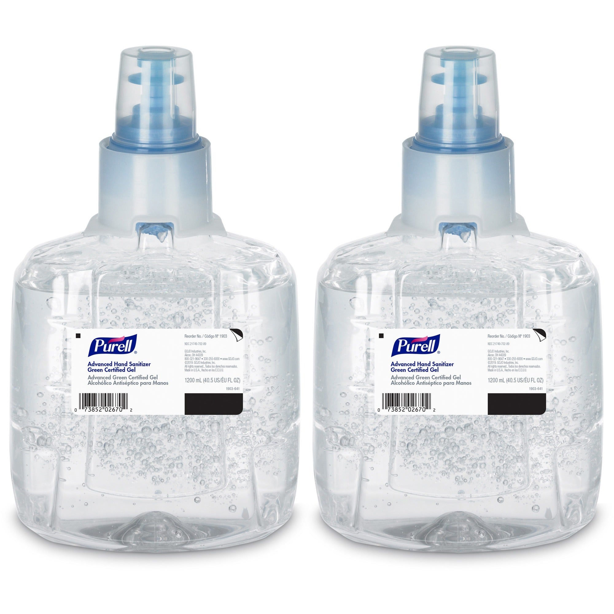 PURELL® Hand Sanitizer Gel Refill - 1.27 quart - Hands-free Dispenser - Kill Germs - Skin, Hand - Clear - Fragrance-free, Dye-free - 2 / Carton