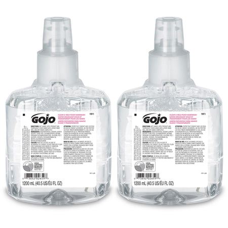 Gojo® LTX-12 Clear Mild Foam Handwash Refill - 1.27 quart - Hand, Skin - Moisturizing - Clear - Fragrance-free, Dye-free, Rich Lather, Eco-friendly - 2 / Carton