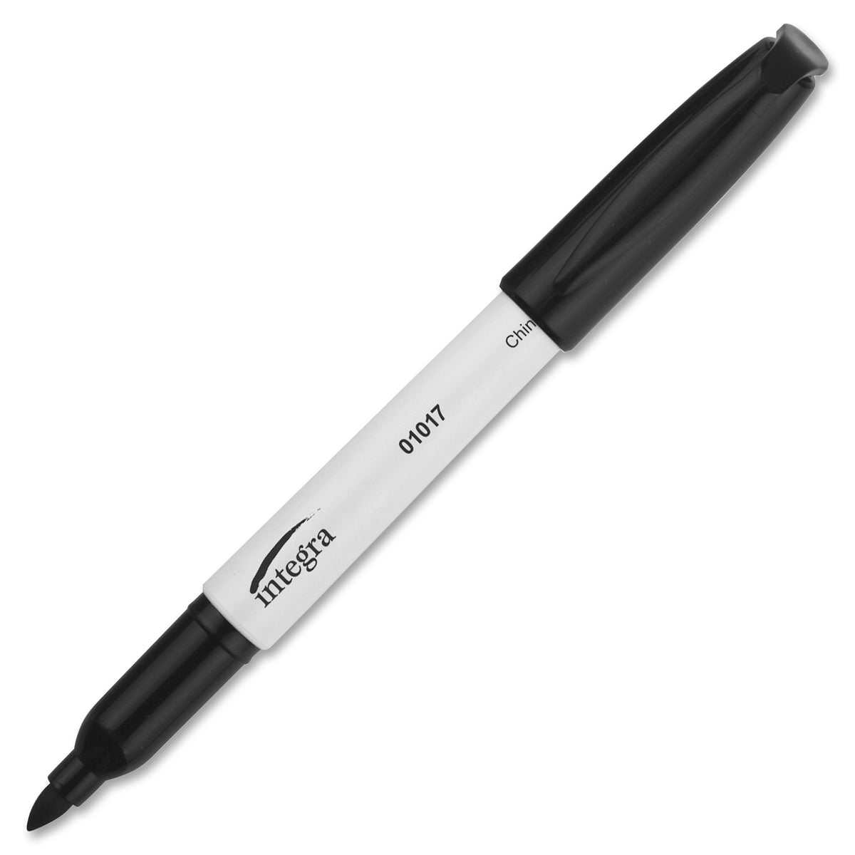 Integra Bullet Tip Dry-erase Whiteboard Markers - Bullet Marker Point - Black Ink - Alcohol Based - Black Barrel - Fiber Tip - 1 Dozen