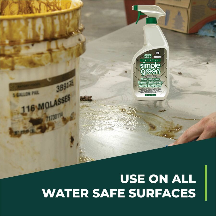 Simple Green Crystal Industrial Cleaner/Degreaser - For Multipurpose - Concentrate - Spray - 24 fl oz (0.8 quart) - Non-flammable, Color-free, Fragrance-free - Clear - 12 / Carton