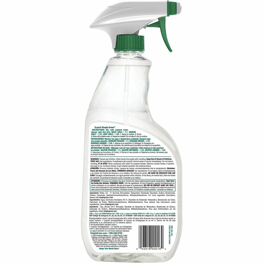 Simple Green Crystal Industrial Cleaner/Degreaser - Rear