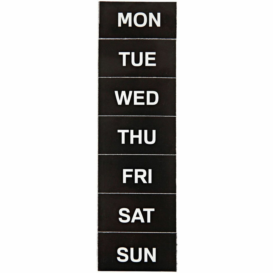 MasterVision Magnetic Weekday Calendar Characters - Skill Learning: Name of Days - Magnetic - 1" Height x 2" Width - Black - 7 / Pack