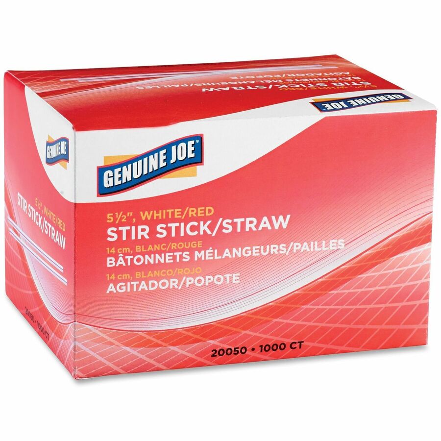 Genuine Joe 5-1/2" Plastic Stir Stick/Straws - Front