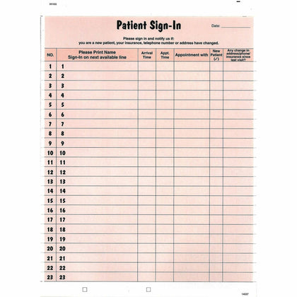 Tabbies Patient Sign-In Label Forms - Salmon - 125 Sheets - Pack of - Medical Labels
