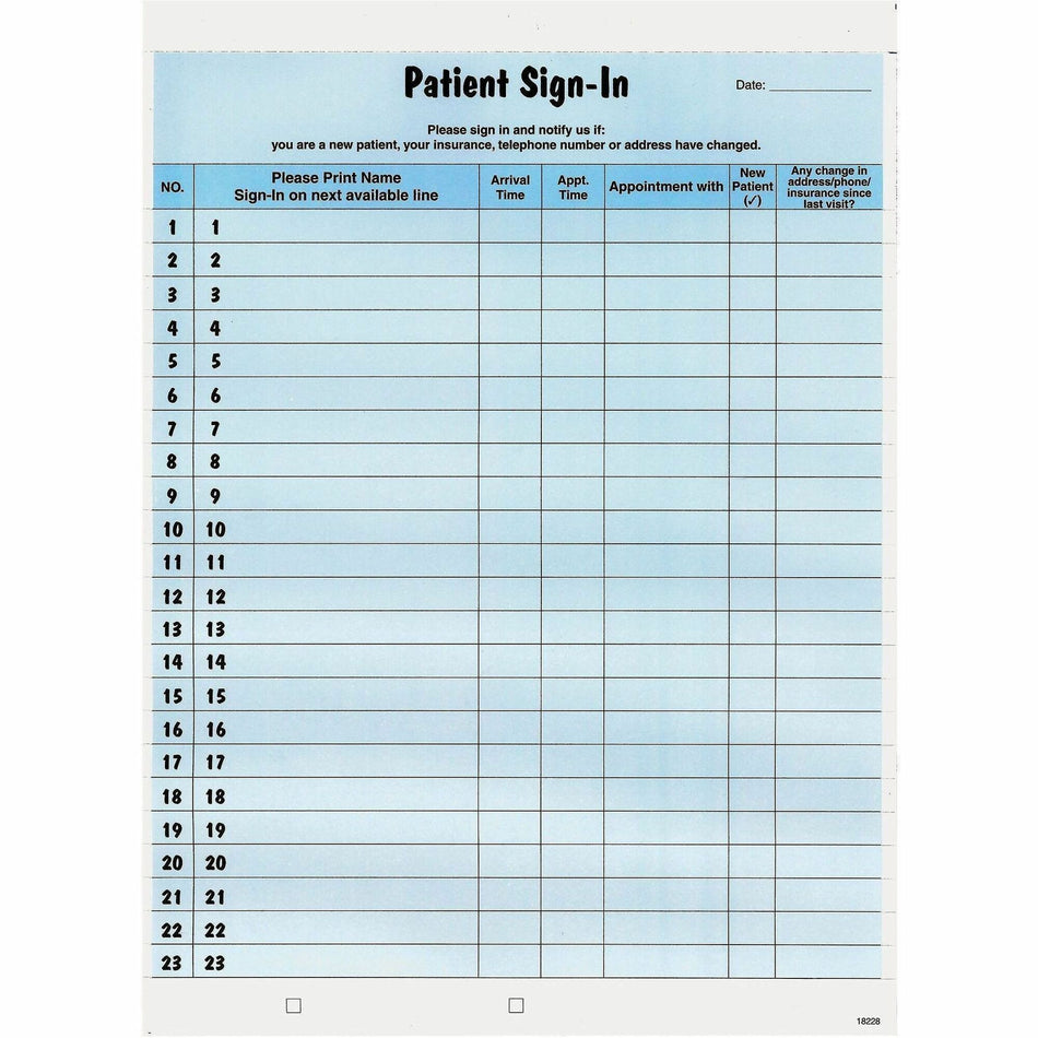 Tabbies Patient Sign-In Label Forms - 125 Sheet(s) - 8.50" x 11" Sheet Size - Blue - 125 / Pack