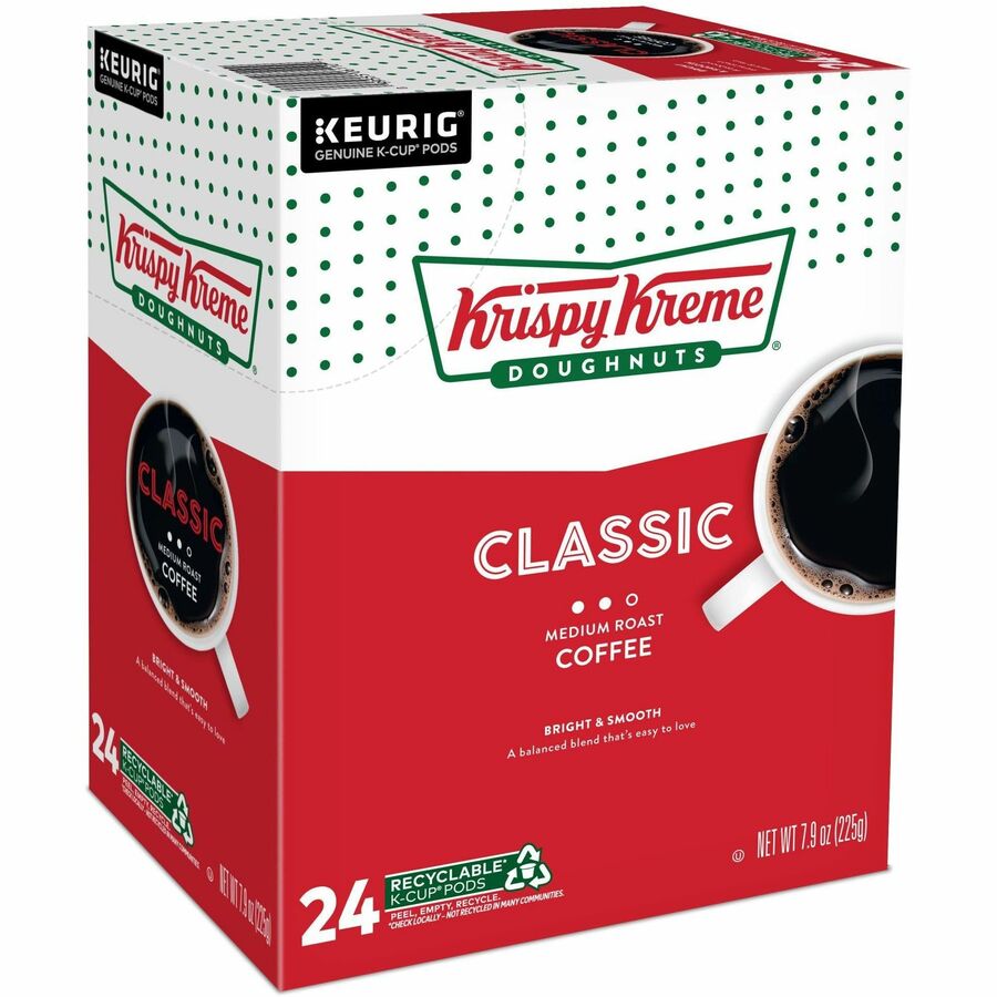 Krispy Kreme K-Cup, Pod Classic Coffee, Keurig Single Serve K-Cup Pods, Medium Roast, 24 Count - Compatible with Keurig Brewer - Regular - Medium - K-Cup, Pod - Classic - Kosher - 24 / Pack