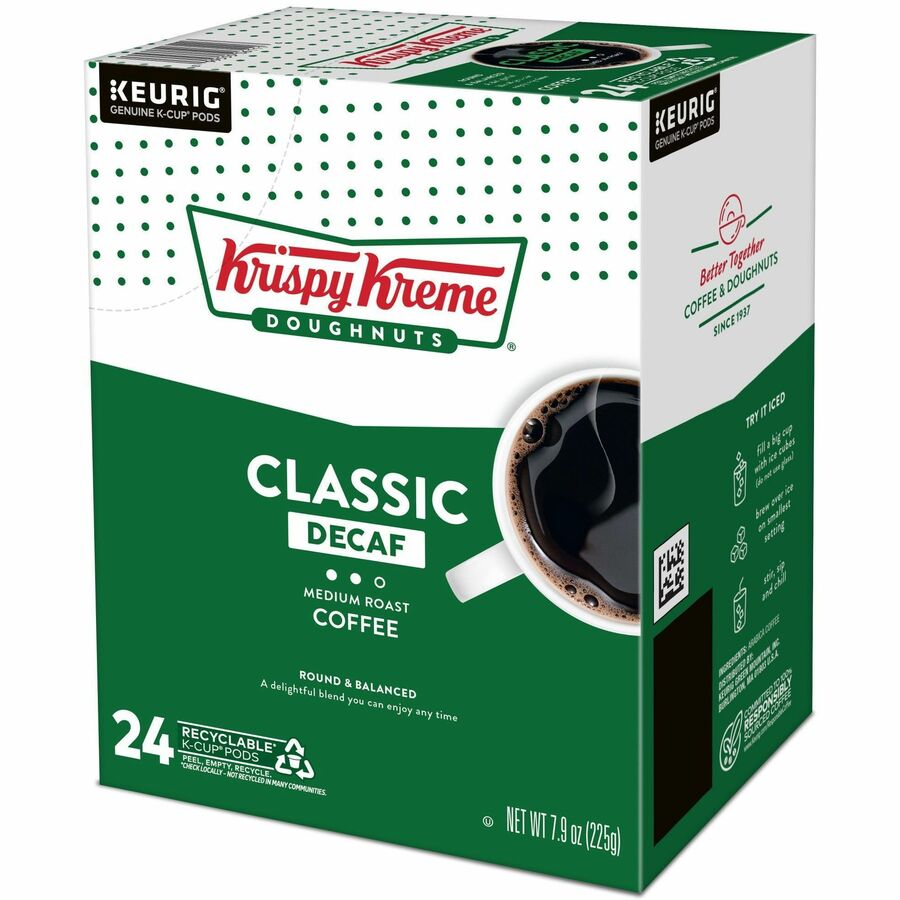 Krispy Kreme K-Cup, Pod Classic Decaf Coffee, Keurig Single Serve K-Cup Pods, 24 Count - Compatible with Keurig Brewer - Full - K-Cup, Pod - Decaf, Classic - Kosher - Decaffeinated - 24 / Pack