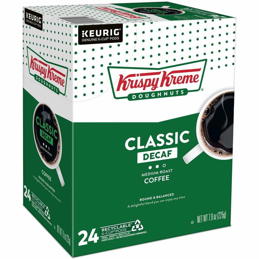 Krispy Kreme K-Cup, Pod Classic Decaf Coffee, Keurig Single Serve K-Cup Pods, 24 Count - Compatible with Keurig Brewer - Full - K-Cup, Pod - Decaf, Classic - Kosher - Decaffeinated - 24 / Pack