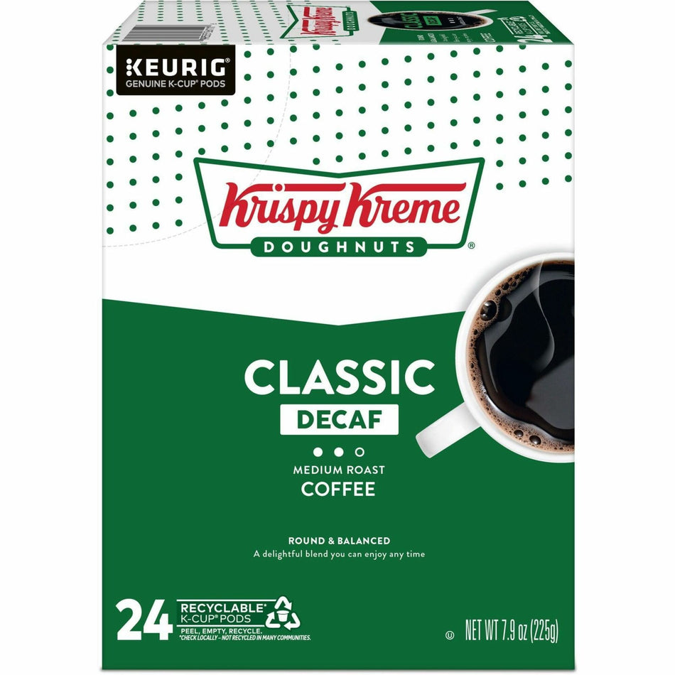 Krispy Kreme K-Cup, Pod Classic Decaf Coffee, Keurig Single Serve K-Cup Pods, 24 Count - Compatible with Keurig Brewer - Full - K-Cup, Pod - Decaf, Classic - Kosher - Decaffeinated - 24 / Pack