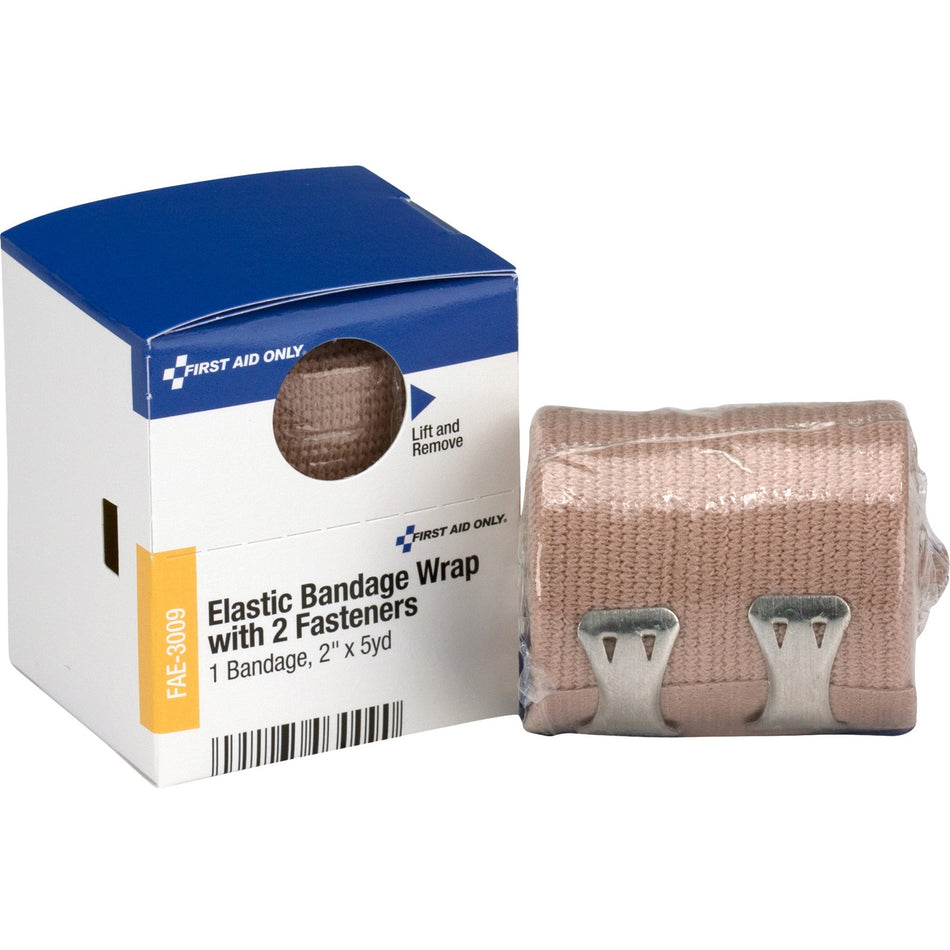 First Aid Only 2-Fastener Elastic Bandage Wrap - 2" Width x 15 ft Length - Tan - 1 Box