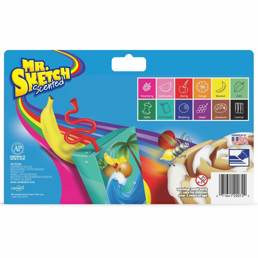 Mr. Sketch Scented Watercolor Markers - Bevel, Chisel Marker Point - Assorted Ink - 12 / Set