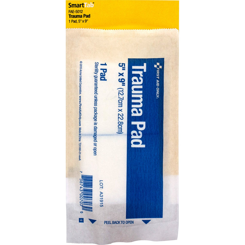 First Aid Only 9" Trauma Pad - 5" Width x 9" Length - White - 1 / Pack