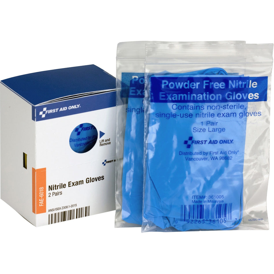 First Aid Only SmartCompliance Refill Nitrile Gloves - Small Size - Clear - Germs-free, Latex-free - 2/Pair - 2 / Box