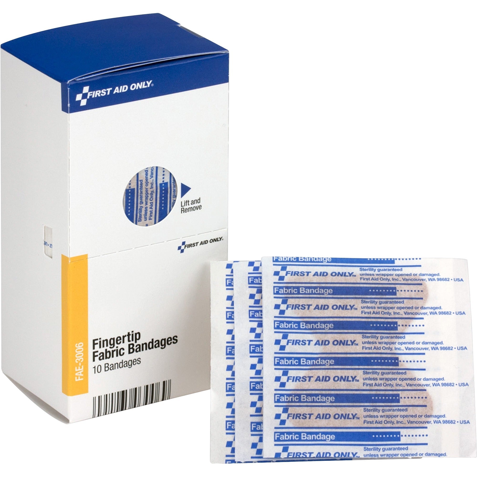 First Aid Only Fingertip Fabric Bandages - Beige - 10 / Box