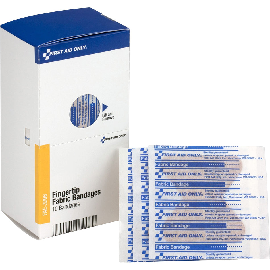 First Aid Only Fingertip Fabric Bandages - Beige - 10 / Box