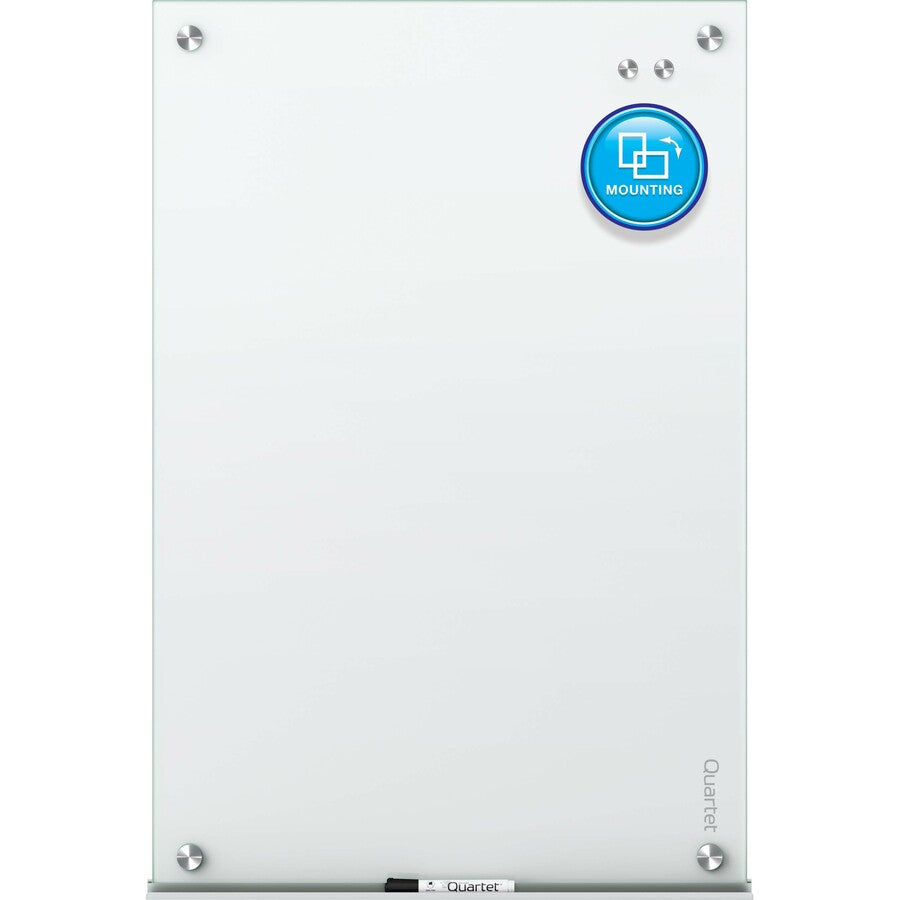 Quartet Infinity Glass Dry-Erase Whiteboard - 96" (8 ft) Width x 48" (4 ft) Height - White Tempered Glass Surface - White Frame - Horizontal/Vertical - Magnetic - 1 Each