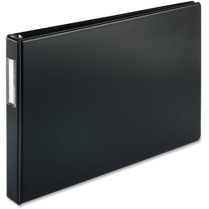 Business Source Tabloid-size Round Ring Reference Binder - 1’’ Capacity - Black - Recycled - Durable - 11x17 Sheets