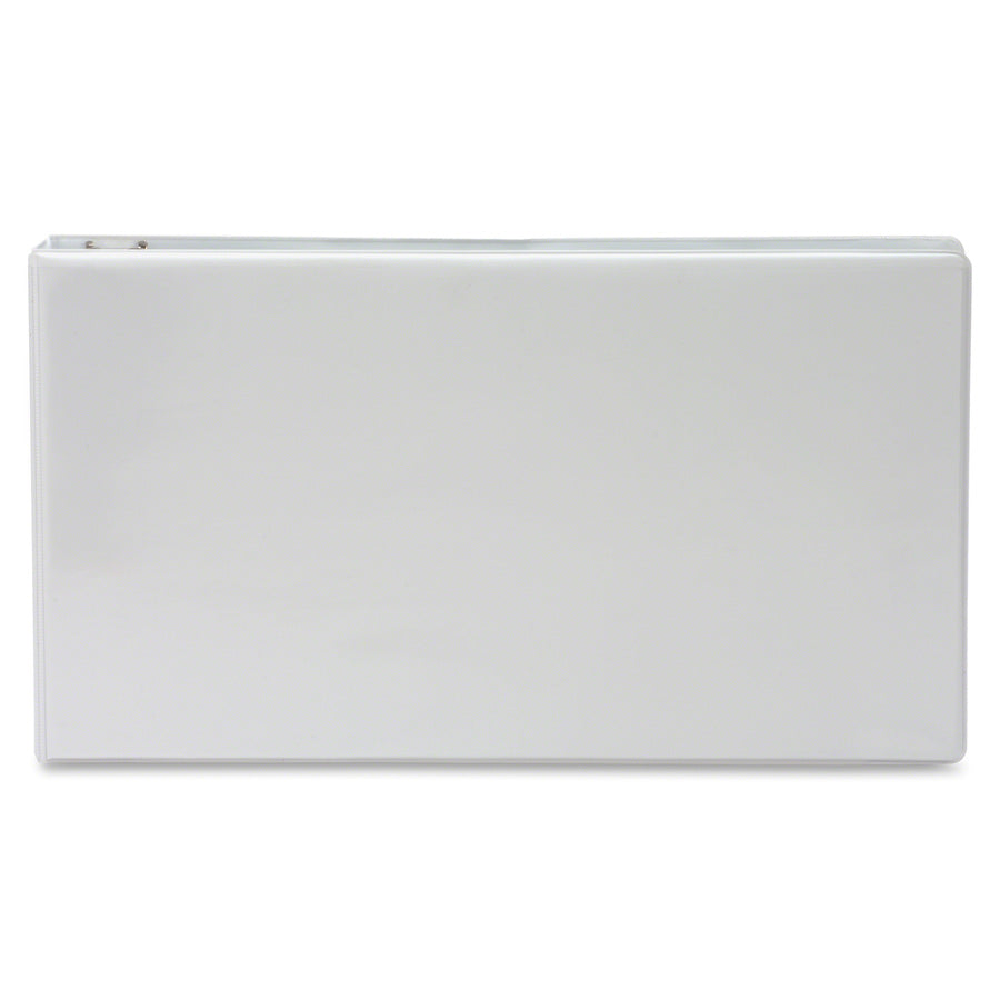 Business Source Tabloid-size Round Ring Reference Binder - 3" Binder Capacity - Tabloid - 11" x 17" Sheet Size - Fastener(s): Round Ring - White - Recycled - Durable, Clear Overlay - 1 Each