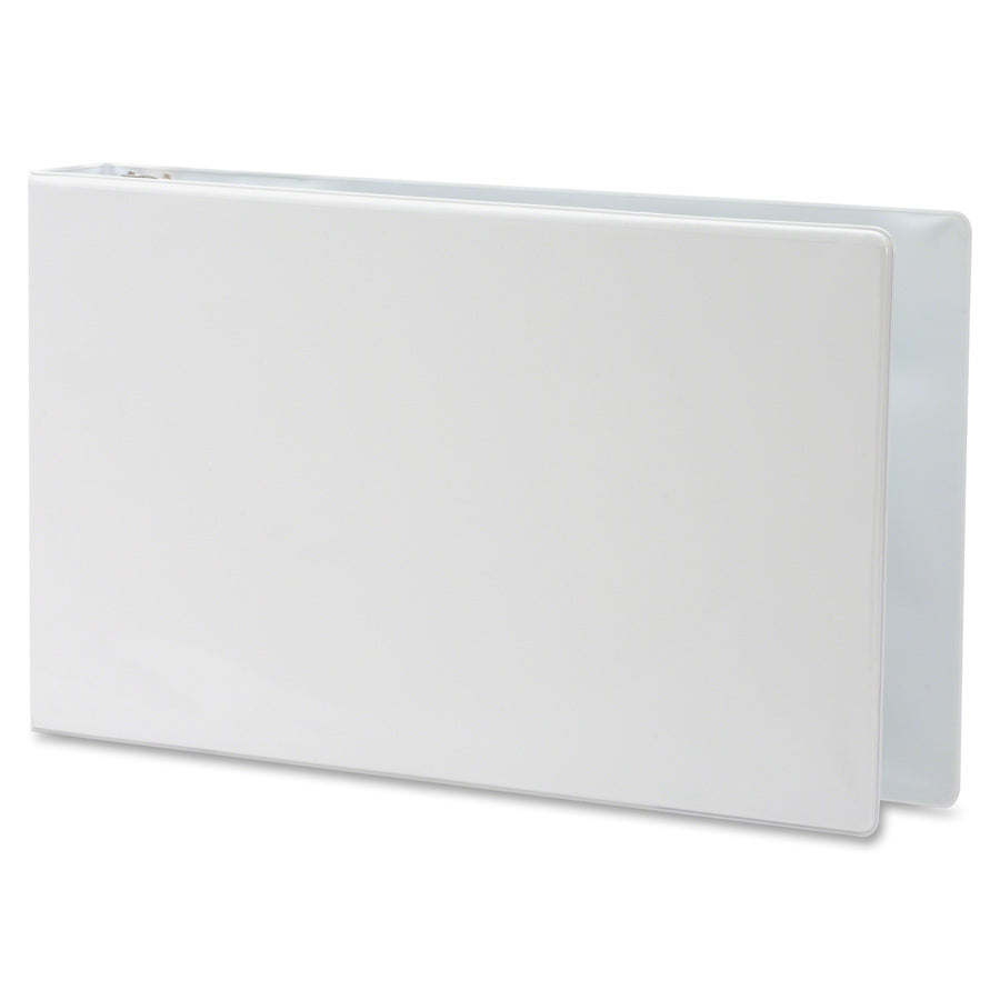 Business Source Tabloid-size Round Ring Reference Binder - 3" Binder Capacity - Tabloid - 11" x 17" Sheet Size - Fastener(s): Round Ring - White - Recycled - Durable, Clear Overlay - 1 Each