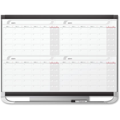 Quartet Prestige 2 Magnetic Calendar Whiteboard - Monthly Planner - 36’’ x 48’’ - Graphite & White - Boards