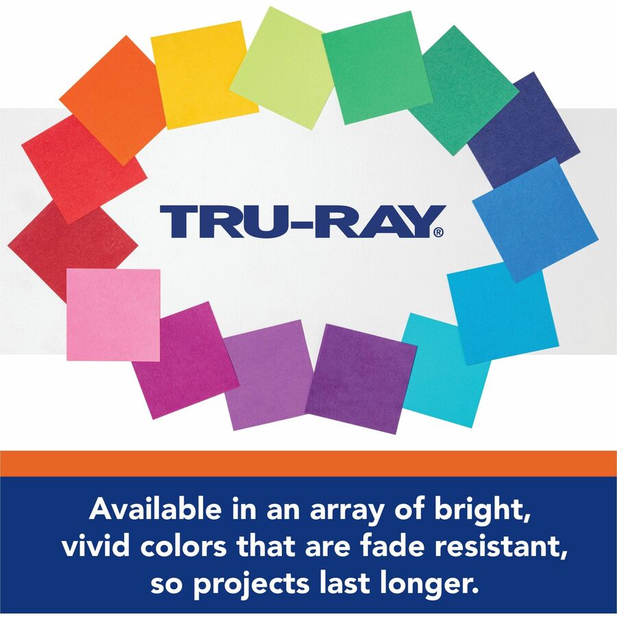 Tru-Ray Construction Paper - Project, Bulletin Board - 18" Width x 12" Length - Cool Assorted - Paper - 50 / Pack
