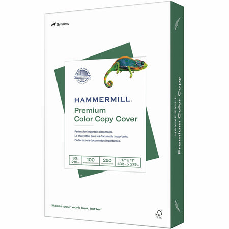 Hammermill Premium Color Copy Cover - White - 100 Brightness - 17" x 11" - 80 lb Basis Weight - Super Smooth - Jam-free, Acid-free, Double-sided - White - 250 / Pack
