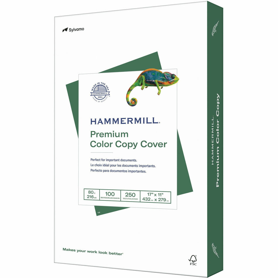 Hammermill Premium Color Copy Cover - White - 100 Brightness - 17" x 11" - 80 lb Basis Weight - Super Smooth - Jam-free, Acid-free, Double-sided - White - 250 / Pack