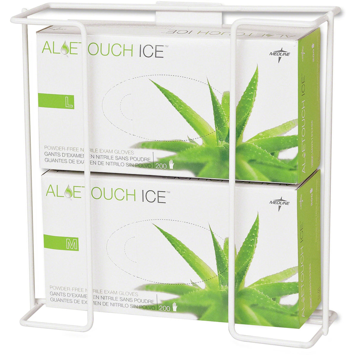 Medline Horizontal-Mount Wire Double Glove Box Holder - Horizontal - White - 2 / Pack