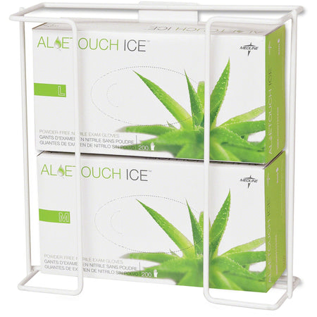 Medline Horizontal-Mount Wire Double Glove Box Holder - Horizontal - White - 2 / Pack