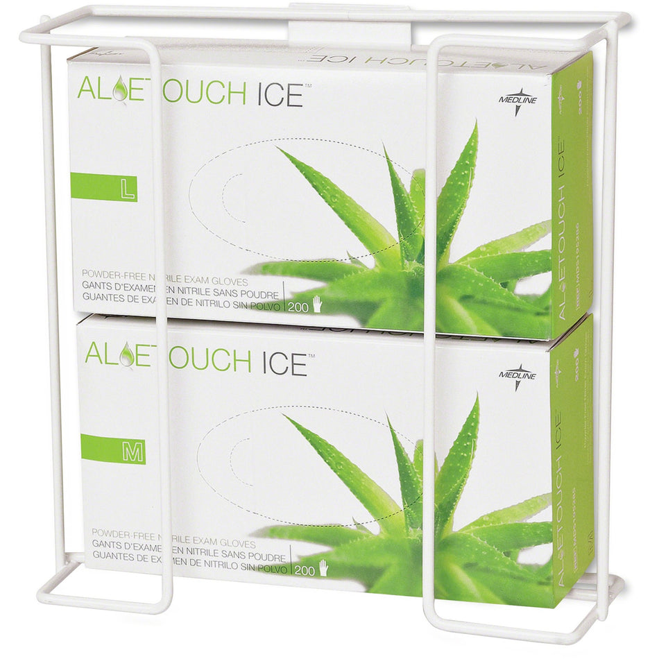 Medline Horizontal-Mount Wire Double Glove Box Holder - Horizontal - White - 2 / Pack