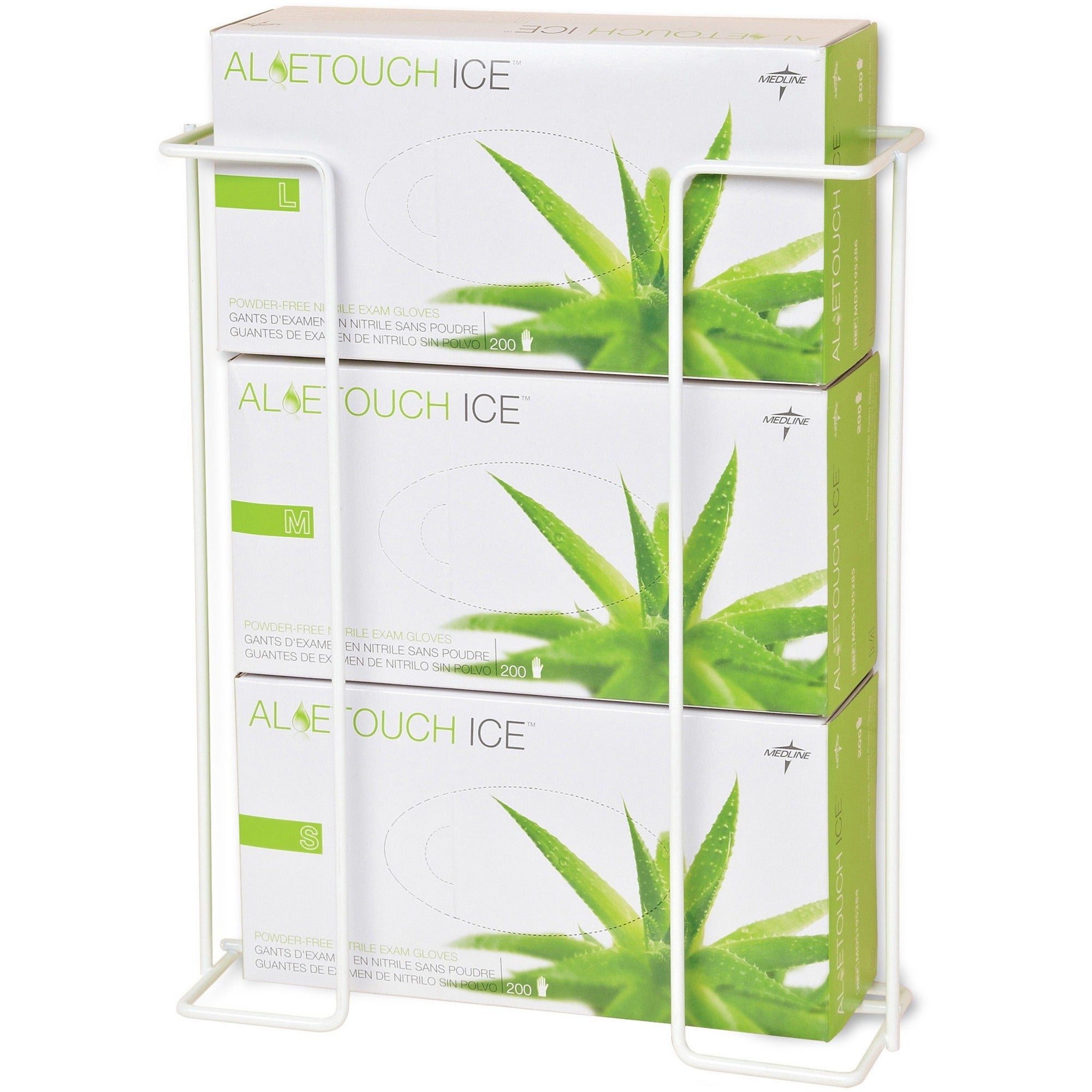 Medline Horizontal-Mount Wire Triple Glove Box Holder - Horizontal - White - 2 / Pack