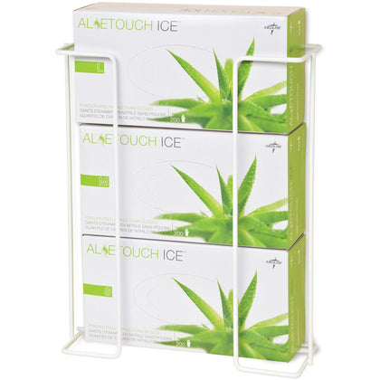 Medline Horizontal-Mount Wire Triple Glove Box Holder - White - 2/Pack - Holders