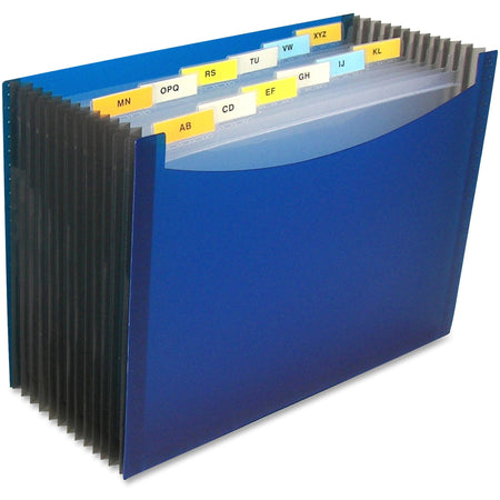 C-Line Letter Expanding File - 8 1/2" x 11" - 900 Sheets Capacity - 9" Expansion - 13 Pocket(s) - 12 Divider(s) - Blue - Expandable Gusset, Adhesive Label - 1 Each
