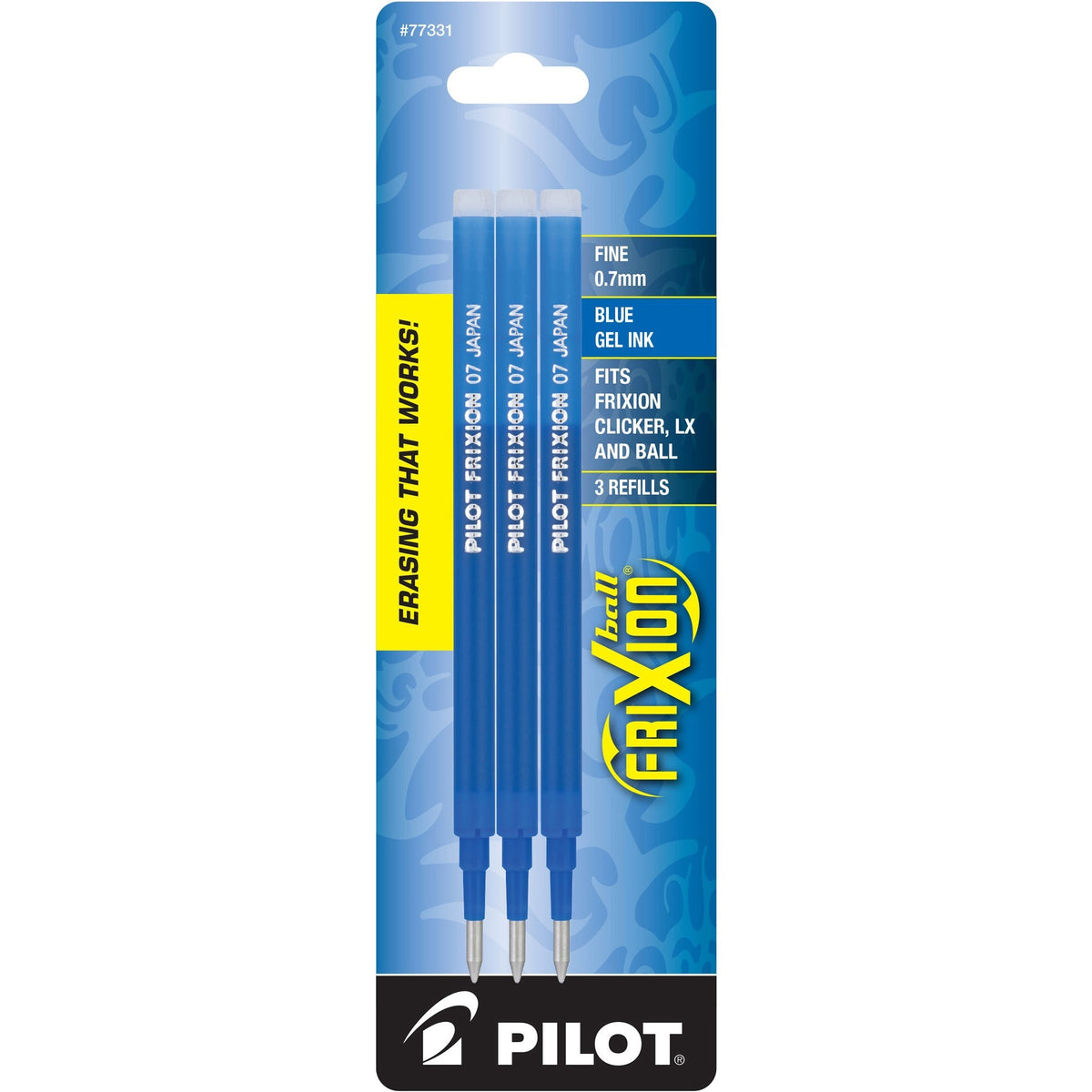 Pilot FriXion Gel Ink Pen Refills - 0.70 mm , Fine Point - Blue Ink - Eco-friendly, Wear Resistant, Tear Resistant, Erasable - 3 / Pack