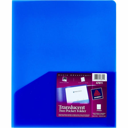 Avery®Letter Pocket Folder - 8 1/2" x 11" - 20 Sheets Capacity - 2 Internal Pocket(s) - Blue - Translucent, Lightweight, Water Resistant, Flexible, PVC-free, Durable - 1 Each