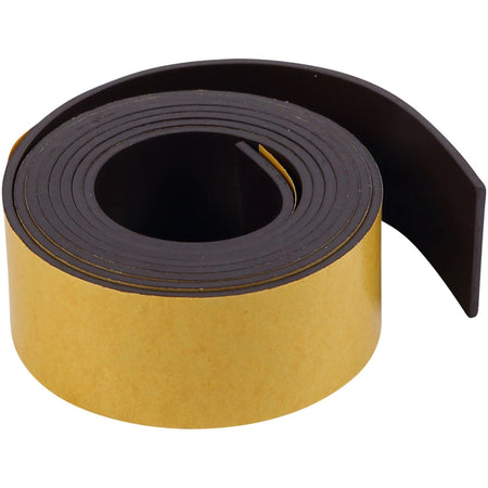 MasterVision 1"x4' Adhesive Magnetic Tape - 4 ft Length x 1" Width - Black - For Picture, Business Card, Document, Labeling - 1 Each