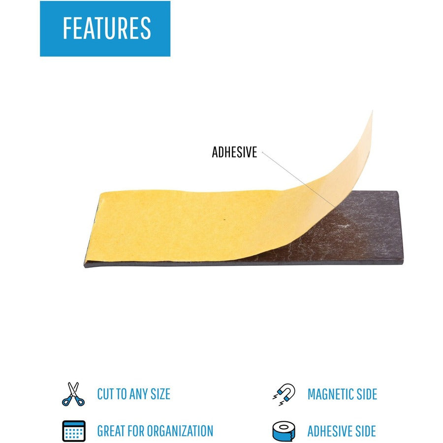 MasterVision Adhesive Magnetic Tape - 1"x50' Roll - Black - For Pictures, Cards, Documents