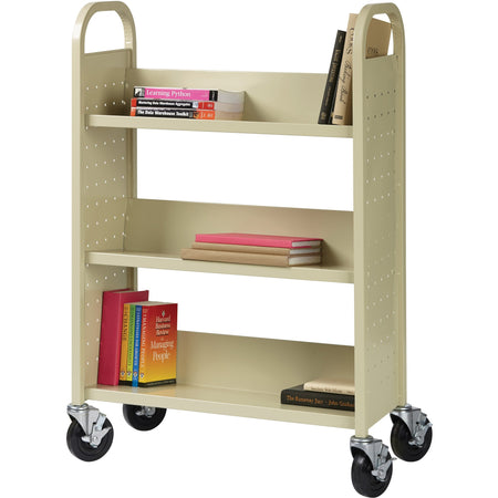 Lorell Single-sided Book Cart - 3 Shelf - 200 lb Load Capacity - 5" Caster Size - Steel - 39" Width x 14" Depth x 46" Height - Putty - 1 Each