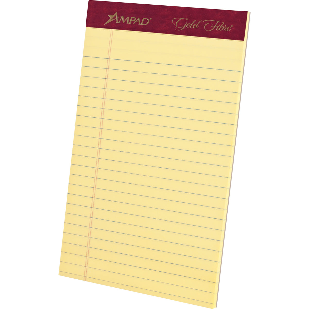 TOPS Gold Fibre Premium Jr. Legal Writing Pads - 50 Sheets - Watermark - Stapled/Glued - 0.28" Ruled - 20 lb Basis Weight - 5" x 8" Sheet Size - Canary Paper - Bleed-free, Chipboard Backing, Micro Perforated - 4 / Pack