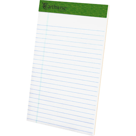 TOPS Recycled Perforated Jr. Legal Rule Pads - 50 Sheets - 0.28" Ruled - 15 lb Basis Weight - 5" x 8" Sheet Size - Environmentally Friendly, Perforated - Recycled - 1 Dozen