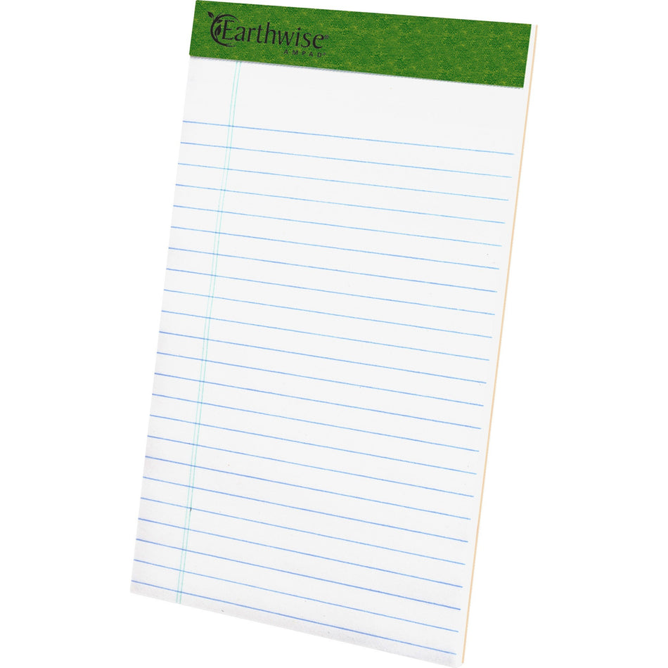 TOPS Recycled Perforated Jr. Legal Rule Pads - 50 Sheets - 0.28" Ruled - 15 lb Basis Weight - 5" x 8" Sheet Size - Environmentally Friendly, Perforated - Recycled - 1 Dozen