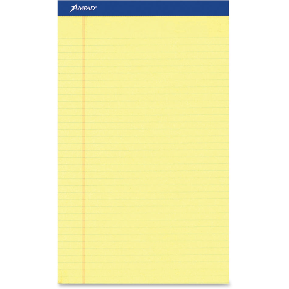 Ampad Perforated Ruled Pads - Letter - 50 Sheets - Stapled - 0.34" Ruled - Letter - 8 1/2" x 11" Sheet Size x 8.5" Width x 11.8" Length - Dark Blue Binding - Sturdy Back, Chipboard Backing, Perforated, Tear Resistant - 1 Dozen