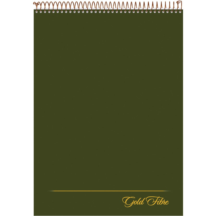 Ampad Gold Fibre Classic Wirebound Legal Pads - 70 Sheets - Wire Bound - 0.34" Ruled - 20 lb Basis Weight - 8 1/2" x 11 3/4" Sheet Size - White Paper - Classic Green Cover - Micro Perforated, Stiff-back, Chipboard Backing - 1 Each