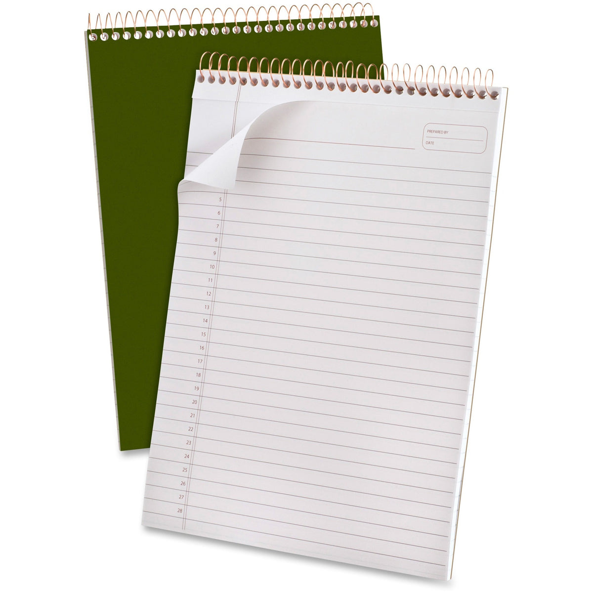 Ampad Gold Fibre Classic Wirebound Legal Pads - 70 Sheets - Wire Bound - 0.34" Ruled - 20 lb Basis Weight - 8 1/2" x 11 3/4" Sheet Size - White Paper - Classic Green Cover - Micro Perforated, Stiff-back, Chipboard Backing - 1 Each