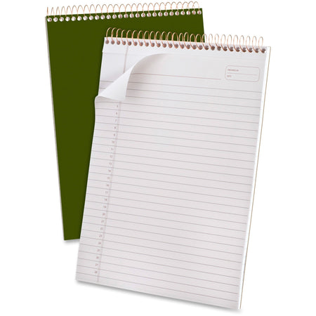 Ampad Gold Fibre Classic Wirebound Legal Pads - 70 Sheets - Wire Bound - 0.34" Ruled - 20 lb Basis Weight - 8 1/2" x 11 3/4" Sheet Size - White Paper - Classic Green Cover - Micro Perforated, Stiff-back, Chipboard Backing - 1 Each